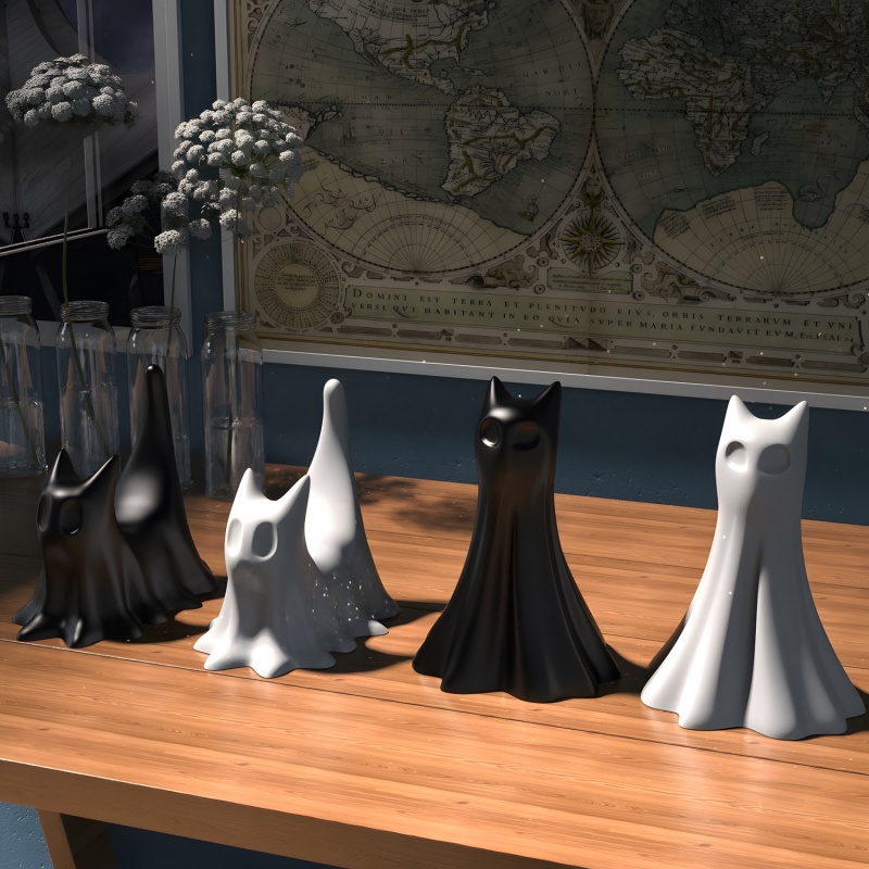 Ghost Cat Halloween Desktop Or - огляд і ціна Candle Making Things