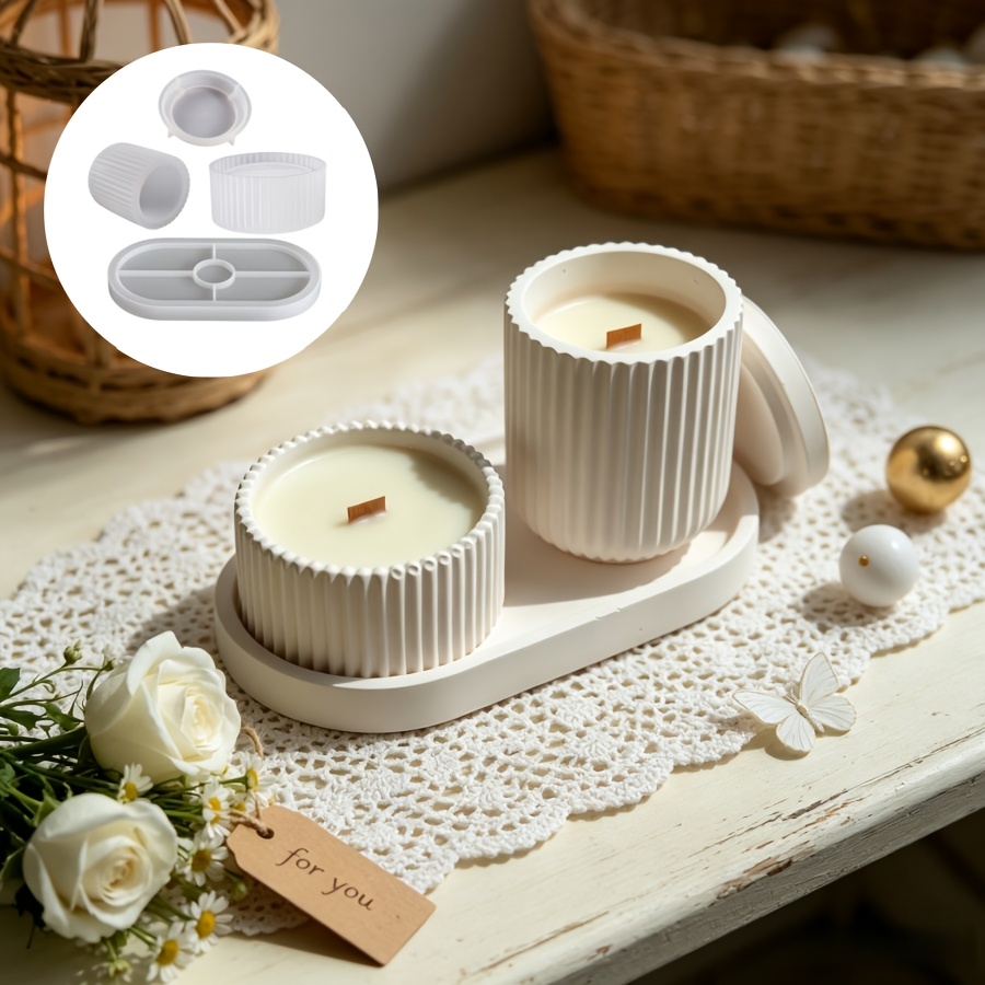 silicone mold set, 4 striped s - огляд і ціна Kraft Box Candle