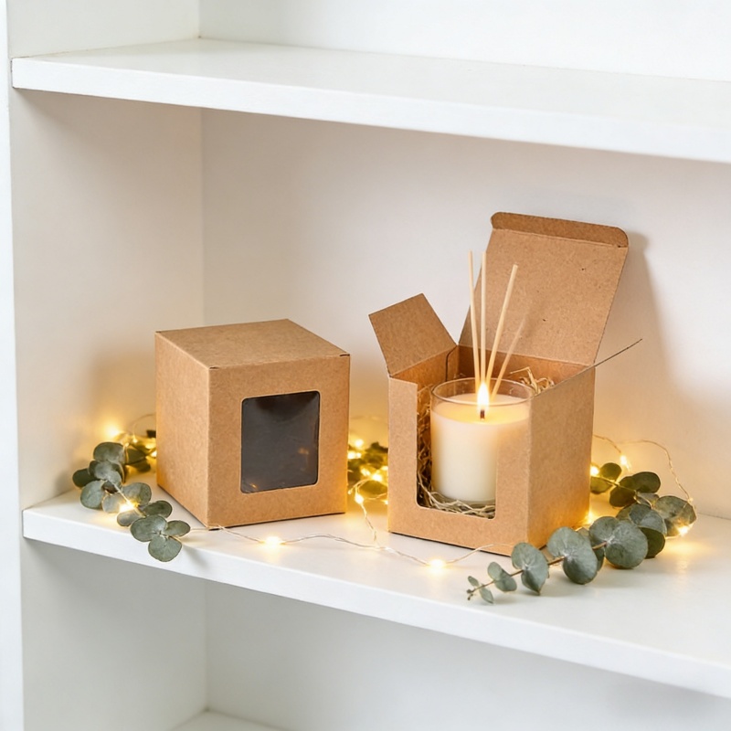 Brown Kraft Paper Boxes with P - огляд і ціна Kraft Box Candle